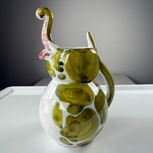 Vintage Hand-Painted Ceramic Elephant Pitcher Creamer Italy #1560